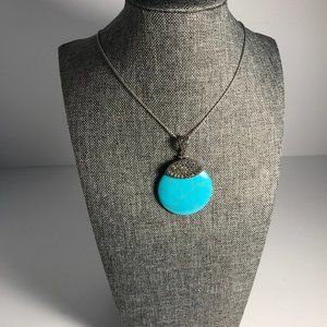 Turquoise Sterling and Marcosite Pendant
